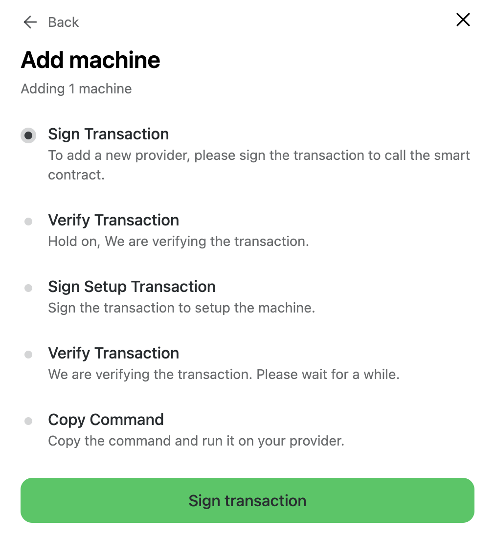 Sign transaction to initiate compute registration on Atlas Network Testnet