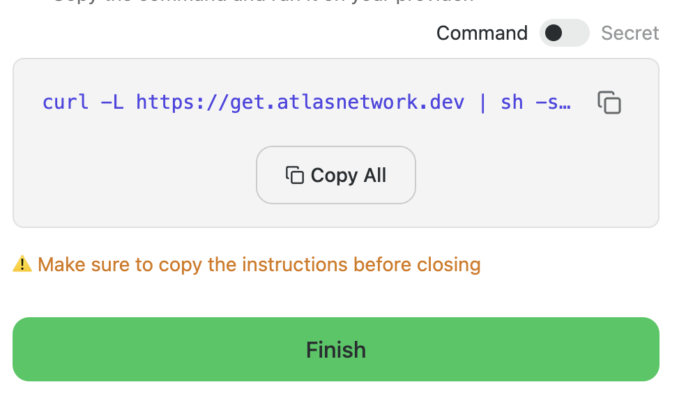 Copy command for connecting compute with Atlas Network