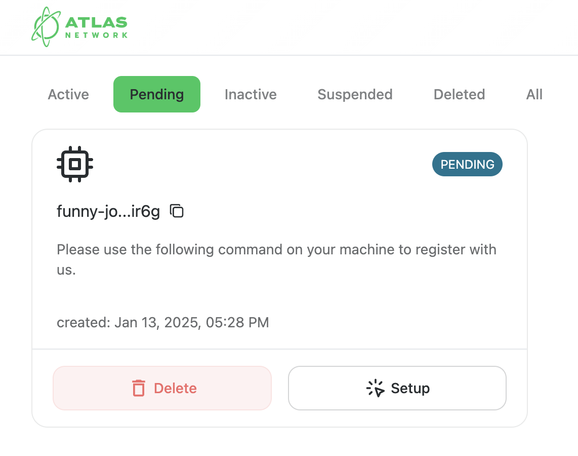 See all pending compute services registered on Atlas Network