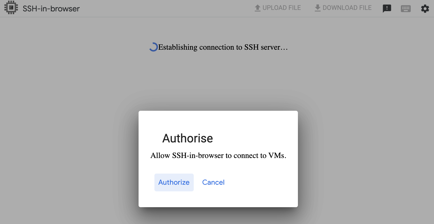 Authorize SSH into VM